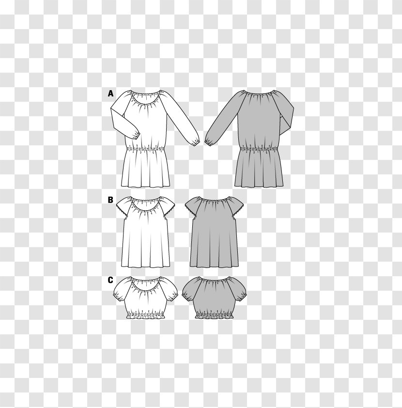 Sleeve Dress Burda Style Blouse Pattern - White Transparent PNG