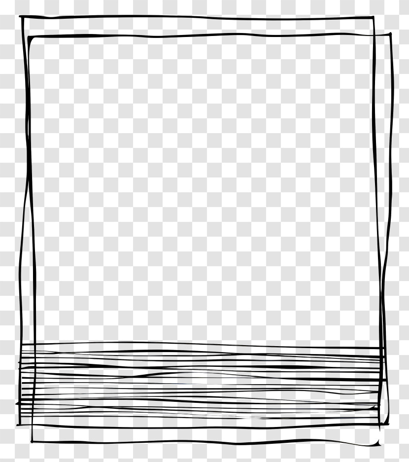 Black Line Rectangle Frame - Hand-drawn Doodle Frame Transparent PNG