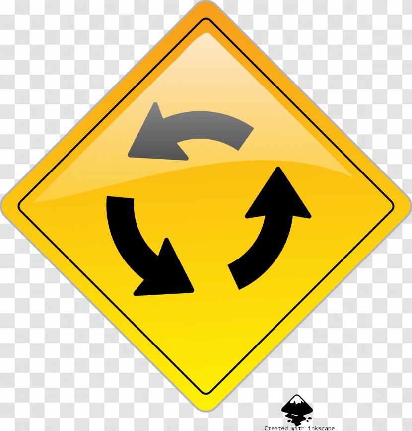 Traffic Sign Warning Yield Road - Yellow Transparent PNG