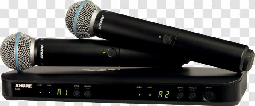 Wireless Microphone Shure SM58 Blx288pg58 Vocal Combo With Pg58 Handheld Microphones - Transmitter Transparent PNG