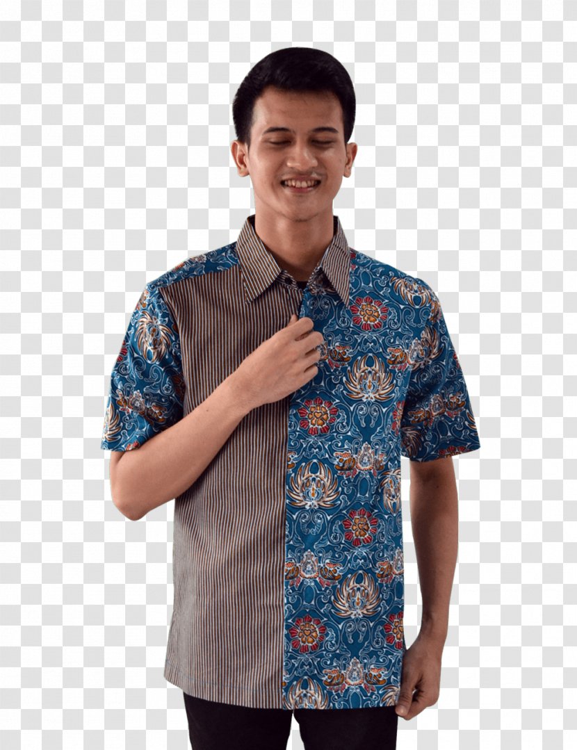 T-shirt Sleeve Blue Batik - Kawung Transparent PNG