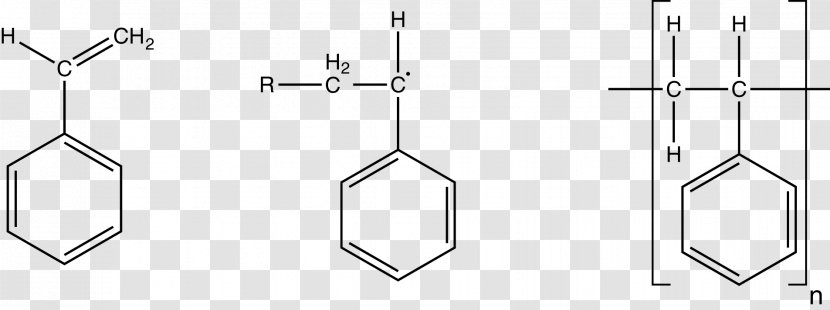 Polystyrene Polymerization Chemical Synthesis - Monochrome - Radical Substitution Transparent PNG