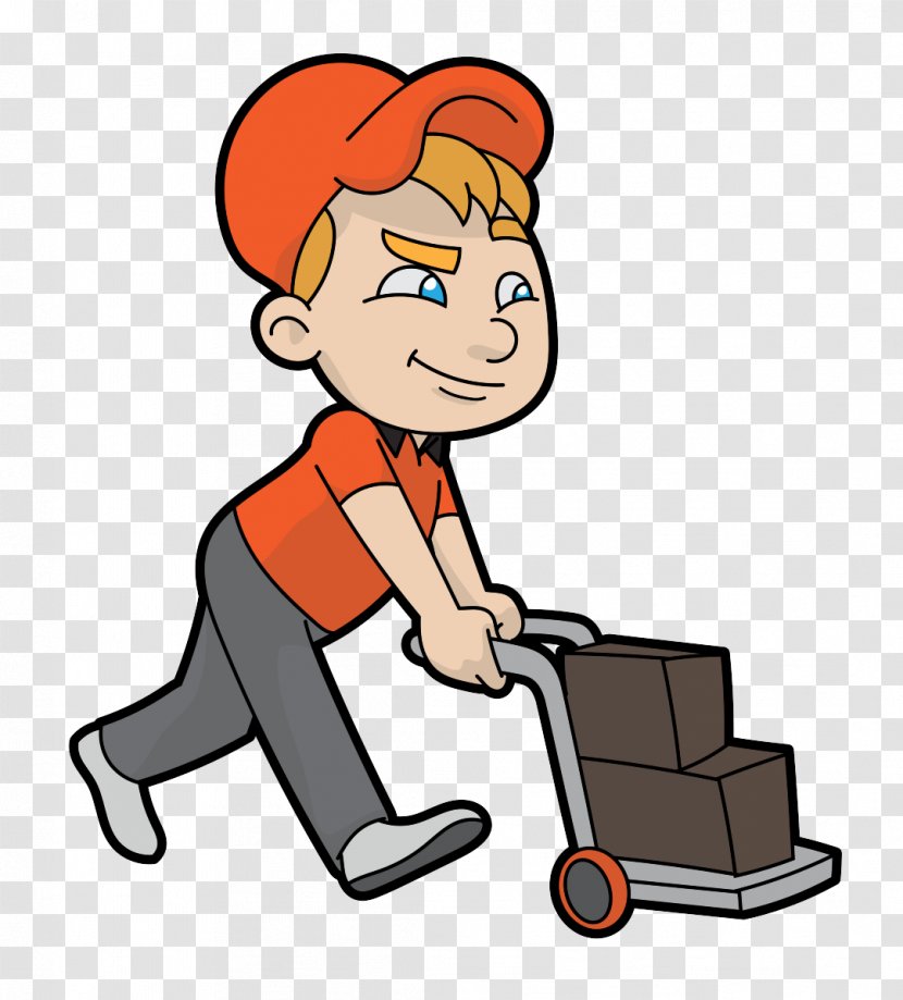 Cartoon Clip Art Sitting Warehouseman Suitcase - Construction Worker - Package Delivery Job Transparent PNG