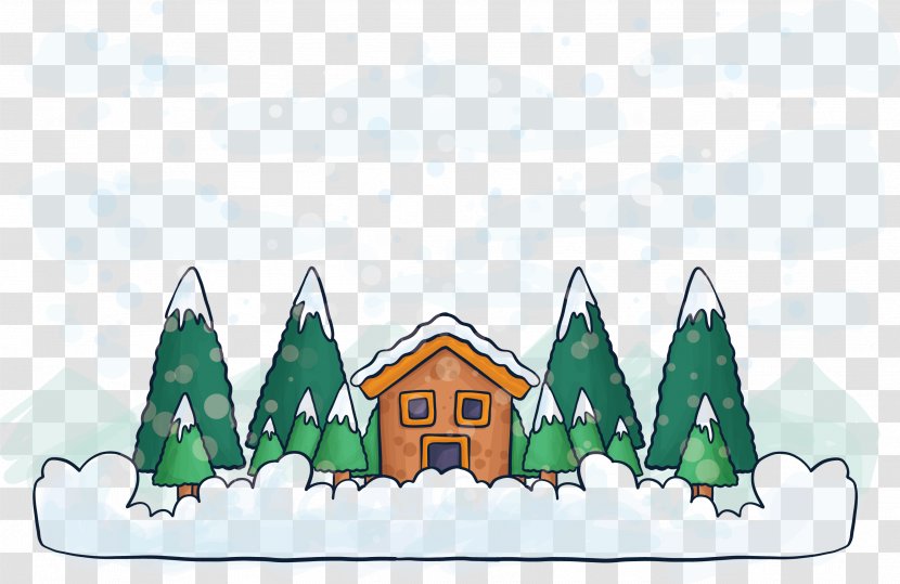 Winter Drawing Illustration - Cartoon - Vector Forest Hut Transparent PNG