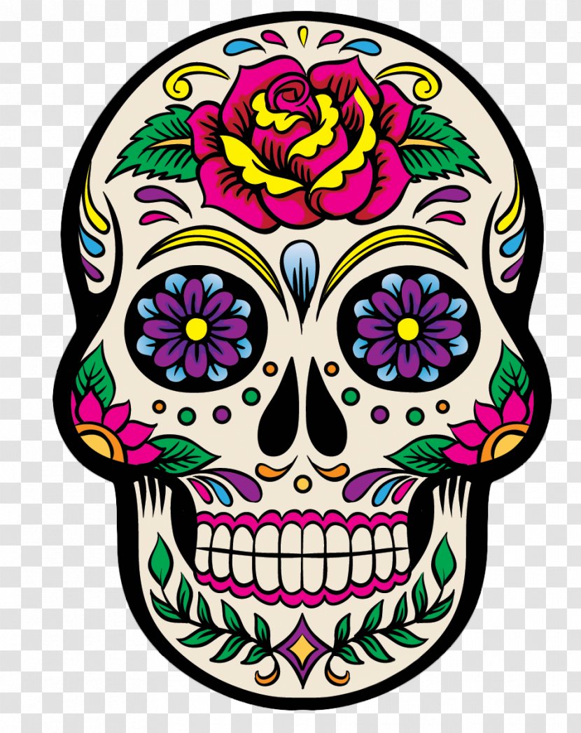 Day Of The Dead Skull - Sticker - Head Bone Transparent PNG