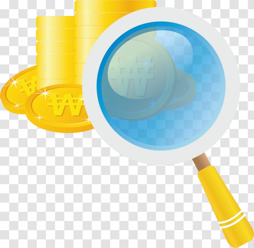 Magnifying Glass Icon - Yellow - Coin Material Transparent PNG