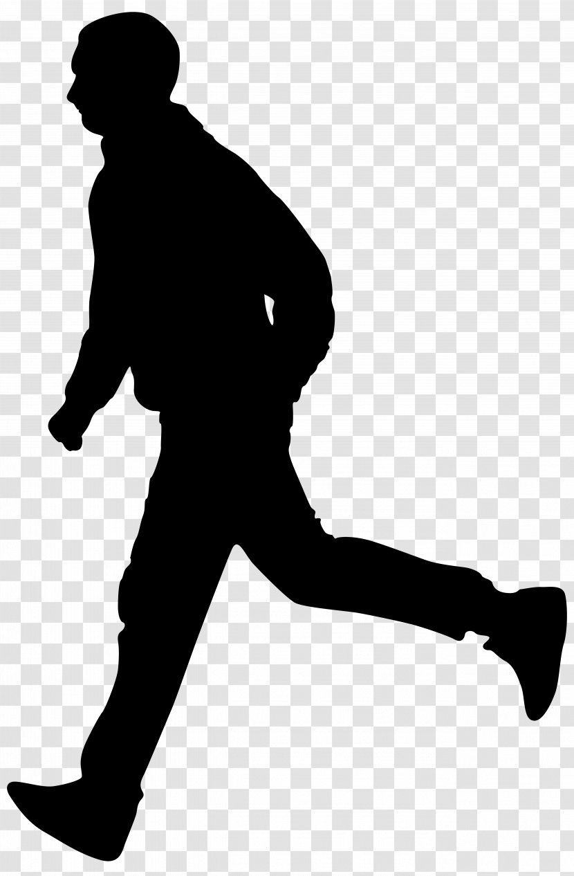 Silhouette Running Clip Art - Black And White - Man Transparent PNG