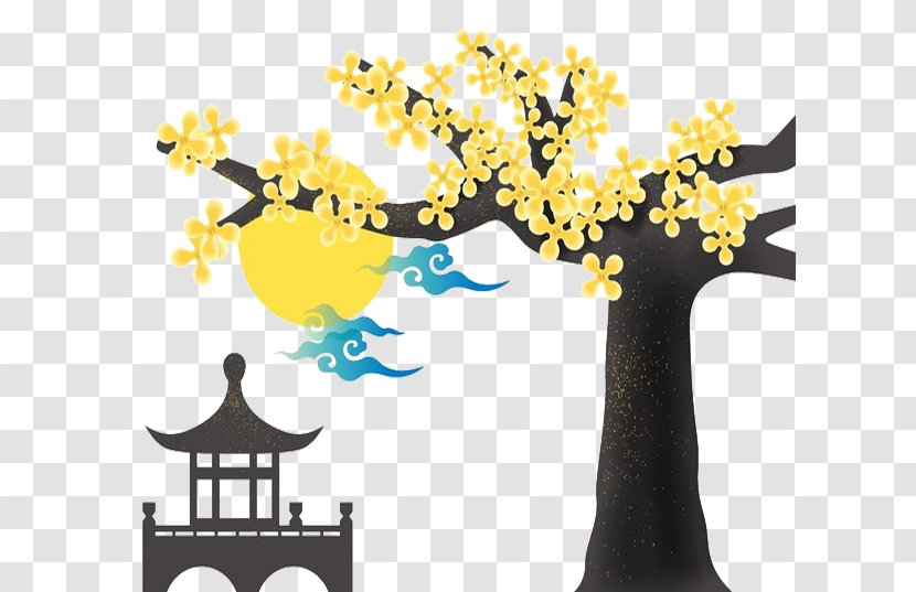 Sweet Osmanthus Tree Cartoon Animation - Flower - Sunflower Under The Sweet-scented Transparent PNG