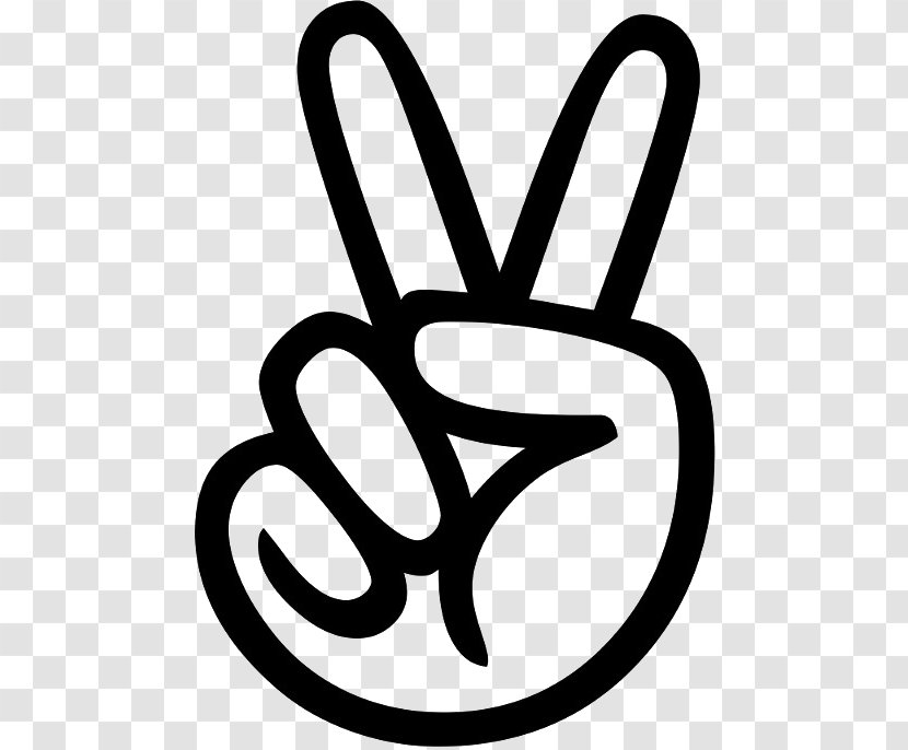 Peace Symbols V Sign - Black And White - Symbol Transparent PNG