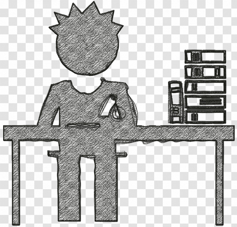 Academic 2 Icon Student Boy Sitting Behind A Table With Books Stack At His Side Icon Education Icon Transparent PNG