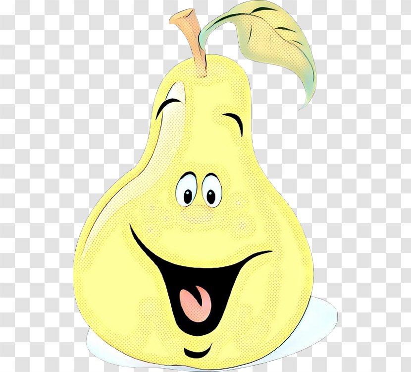 Yellow Pear Cartoon Smiley Fruit - Vintage - Happy Plant Transparent PNG