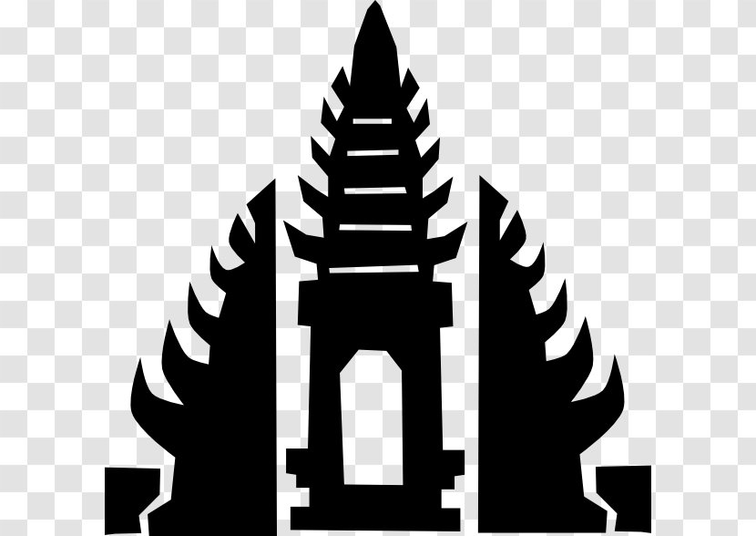 Balinese Temple Clip Art - Black And White - Bali Transparent PNG