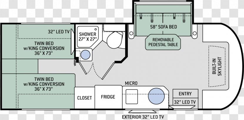 Floor Plan Campervans Motorhome Bed Ford Motor Company - System Transparent PNG