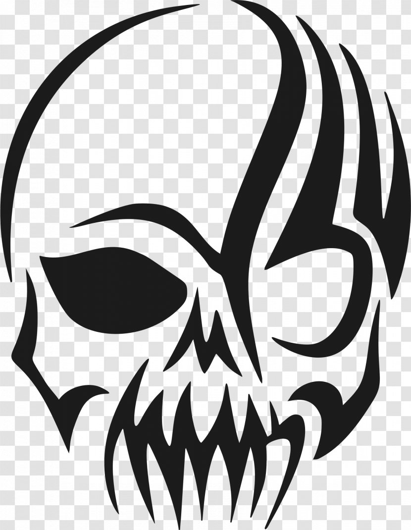 Drawing Skull Art Clip - Monochrome - Scary Transparent PNG