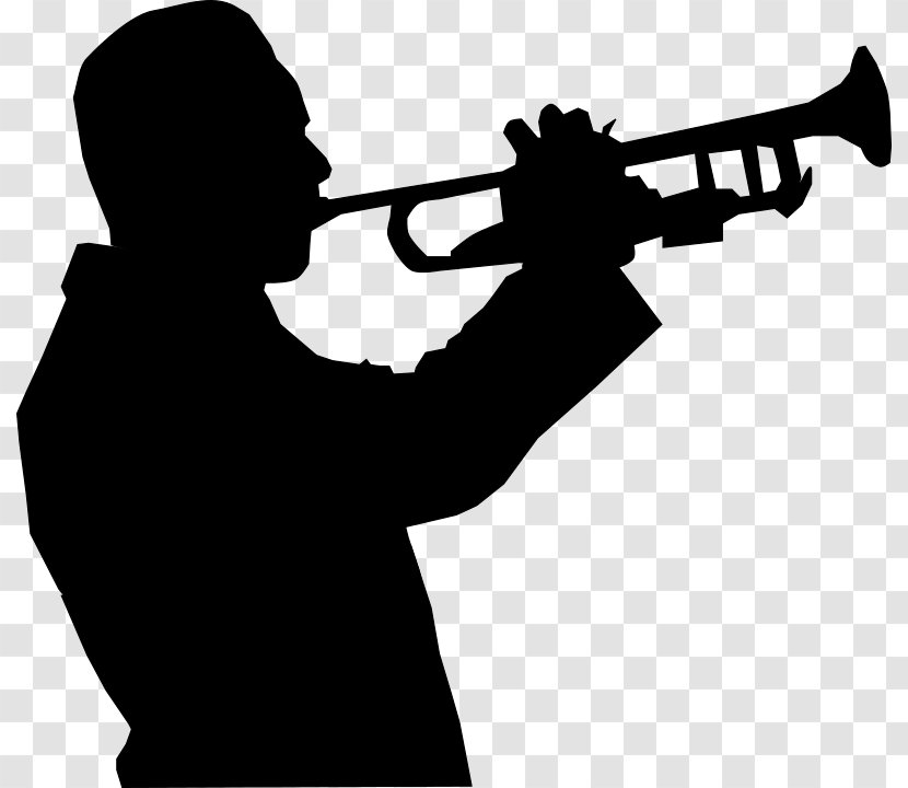 Trumpeter Silhouette Clip Art - Flower - Trumpet And Saxophone Transparent PNG