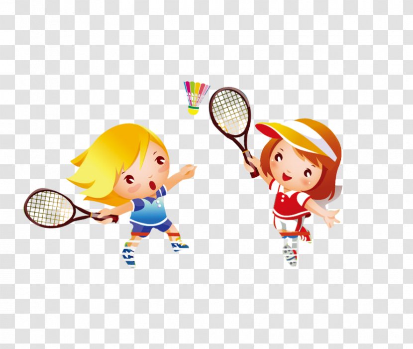 Badminton Tennis - Yellow - Cartoon Student Child Playing Transparent PNG