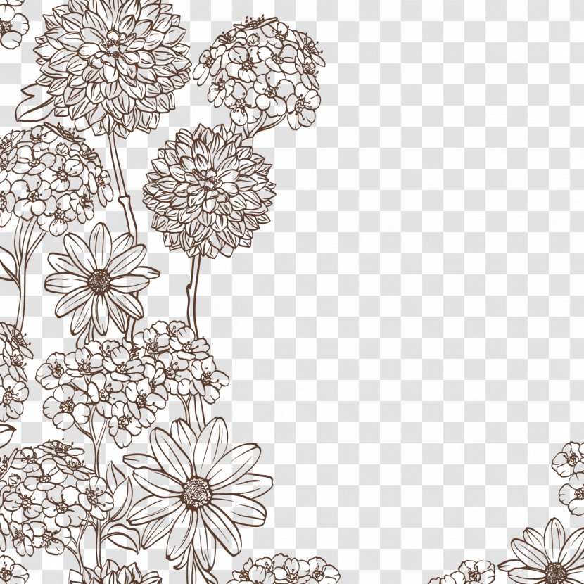 Flower Shutterstock Color Pattern - Drawing - Sketch Of Floral Elements Transparent PNG