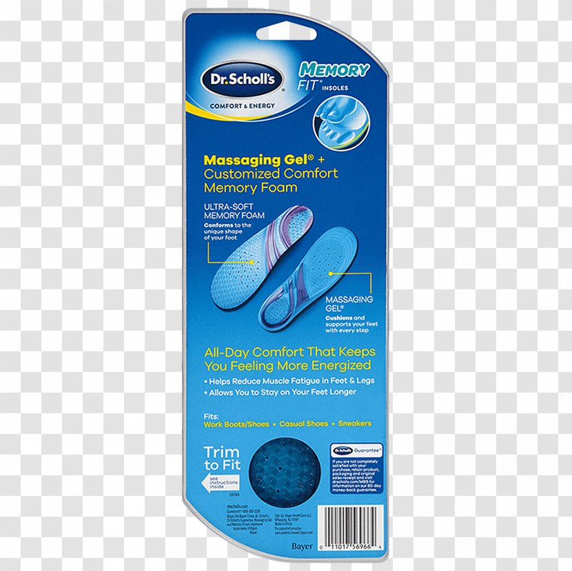 Dr. Scholl's Comfort & Energy Memory Fit Insoles Shoe Insert Massaging Gel F For Women - Toothbrush Accessory - Shoes With Bunions Transparent PNG
