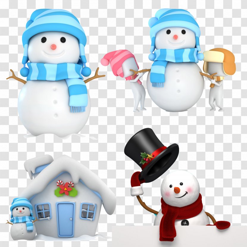 Cartoon Stock Illustration Clip Art - Royalty Free - Snowman Wearing Hat And Scarf Transparent PNG