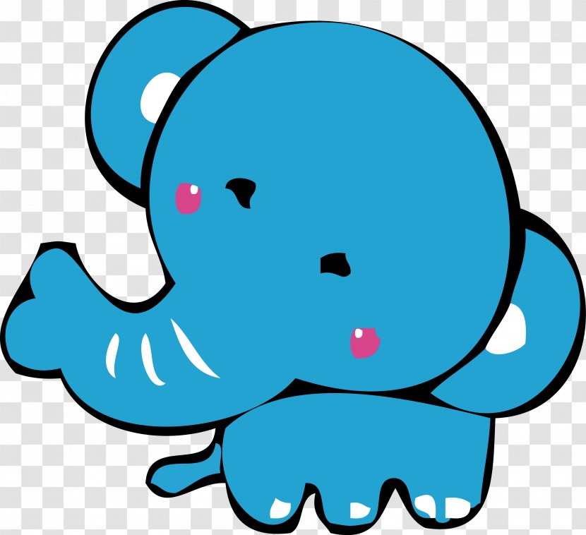 Cartoon Blue Clip Art - Elephant - Cute Little Vector Transparent PNG