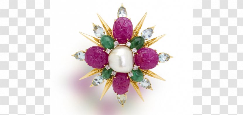 Gemstone Jewellery Brooch Aquamarine Emerald - Purple Transparent PNG