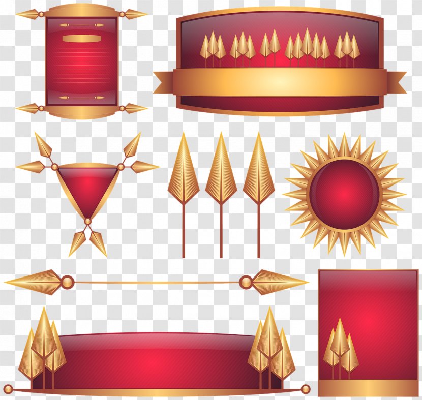 Gold Red Yellow Color Clip Art - Badge Retro Transparent PNG