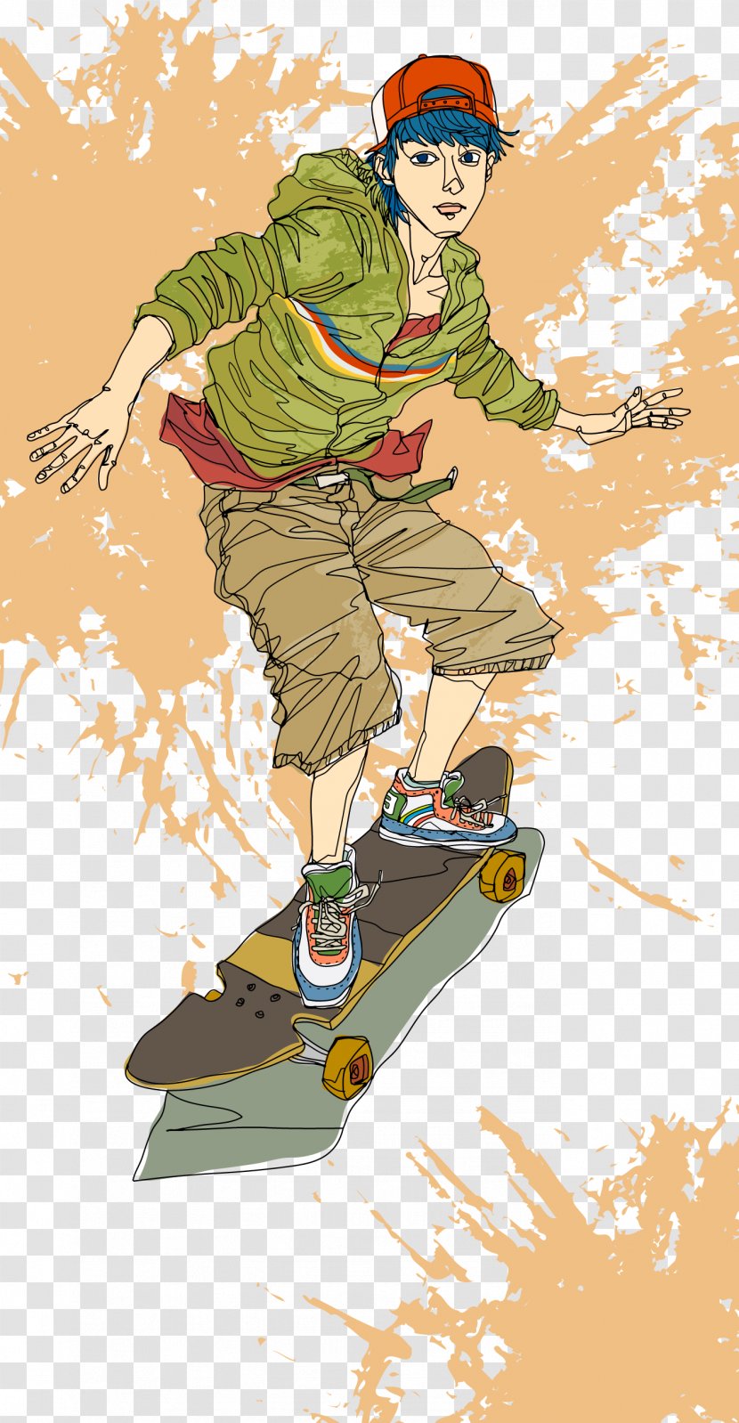 Skateboard Illustration - Boy Transparent PNG
