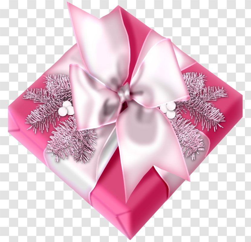 Christmas Gift Clip Art - Pink - Banner Bow Transparent PNG