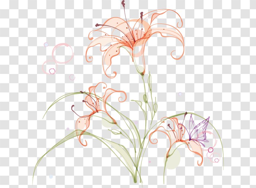 Long Yellow Daylily Lilium Drawing Illustration - Watercolor - Lily Transparent PNG