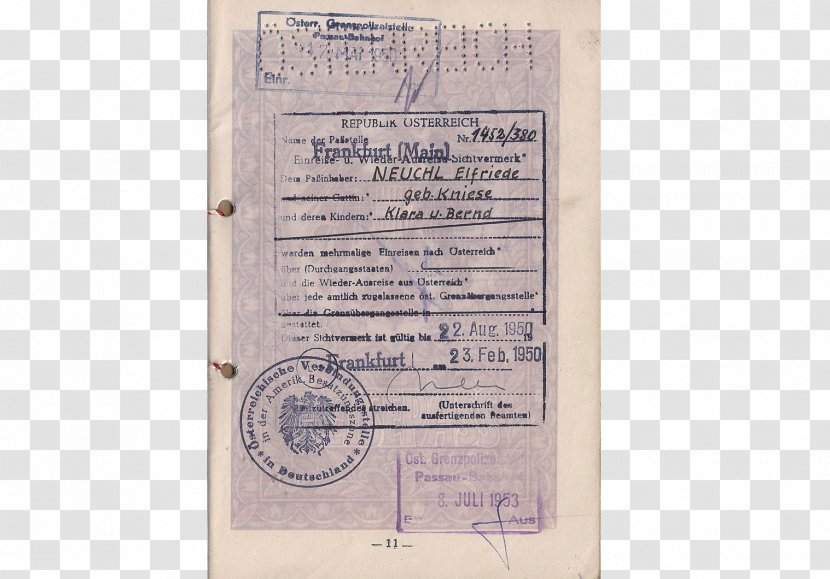 Document Passport Forgery West Germany Austria - Paper Transparent PNG