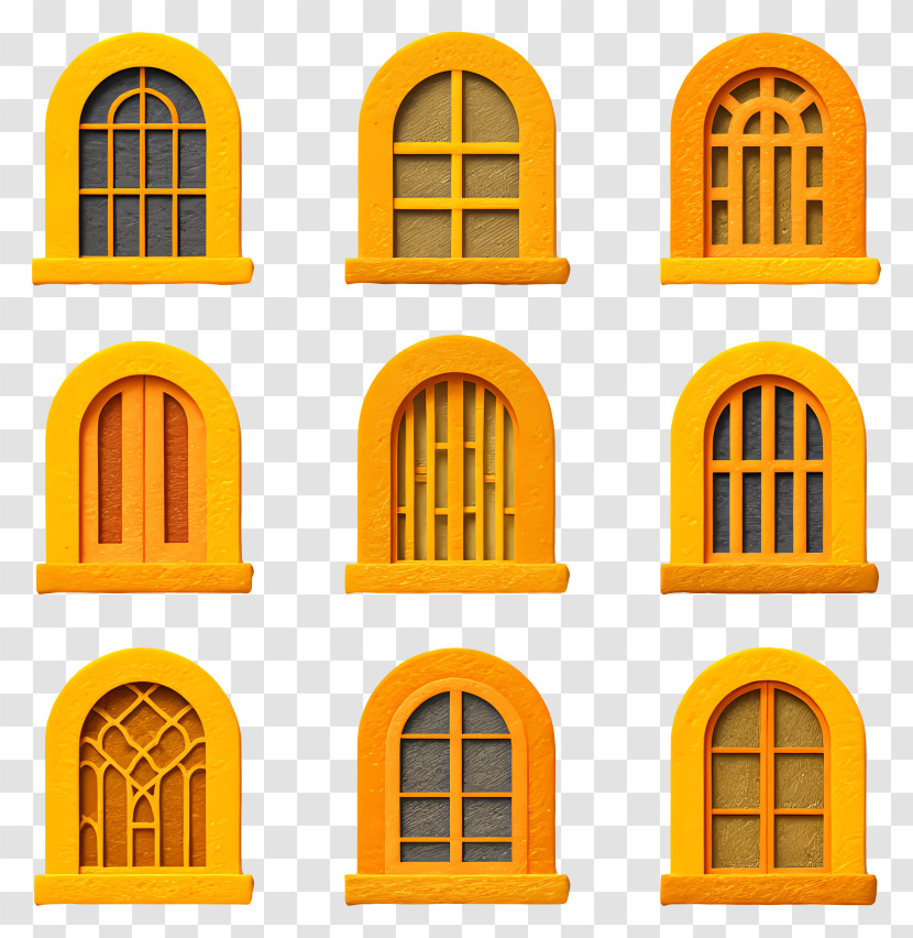 Golden Islamic Windows - Collection Of Yellow Windows Designs Transparent PNG