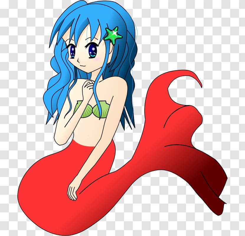 Ariel Mermaid Animation Cartoon Clip Art - Frame - Blue Hair Red Tail Transparent PNG