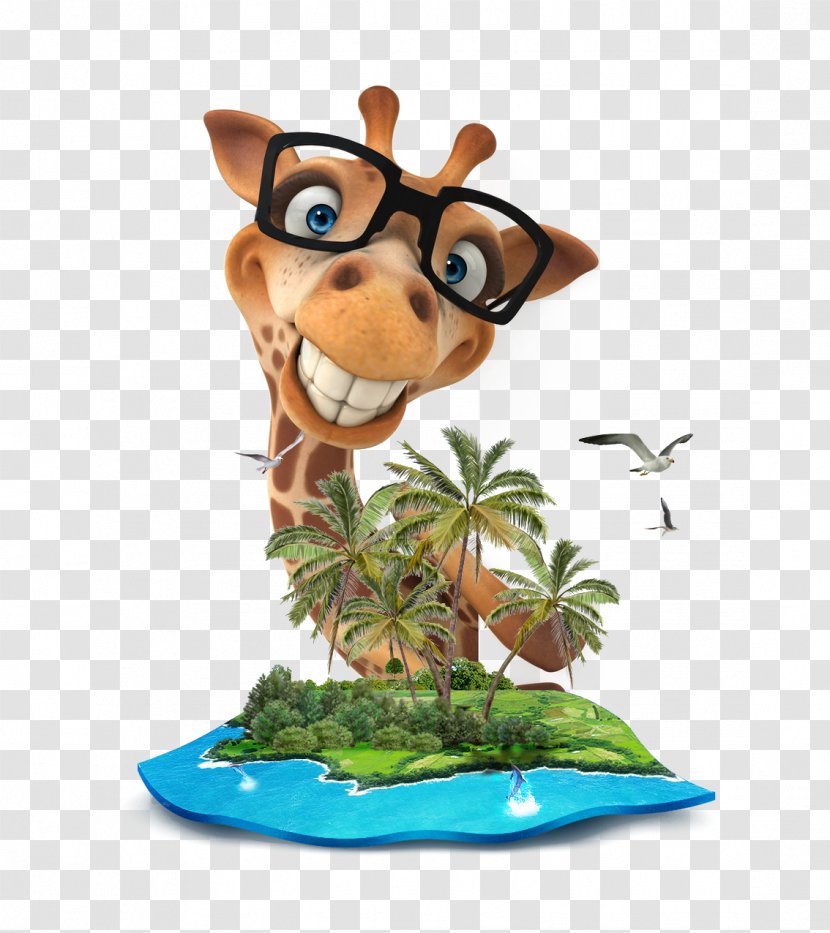 Northern Giraffe T-shirt Stock Photography Illustration Royalty-free - Cartoon - And The Beach Transparent PNG