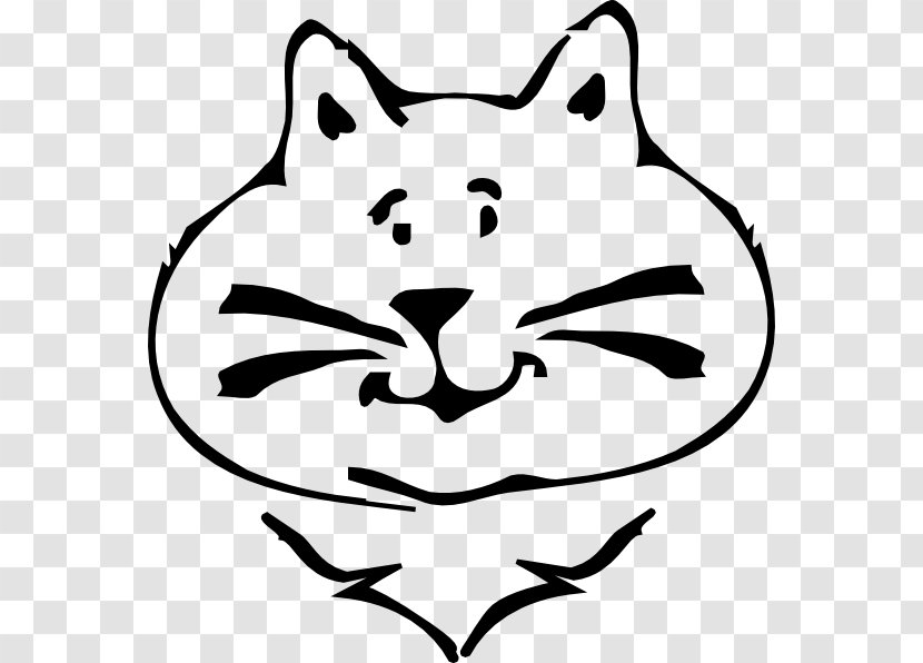 Cat Smiley Kitten Clip Art - Monochrome Transparent PNG