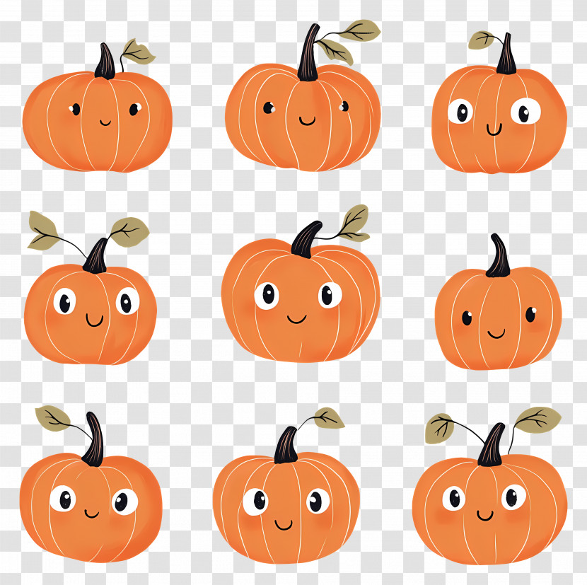 Cute Pumpkins - Cute Pumpkin Doodles With Smiling Faces Transparent PNG