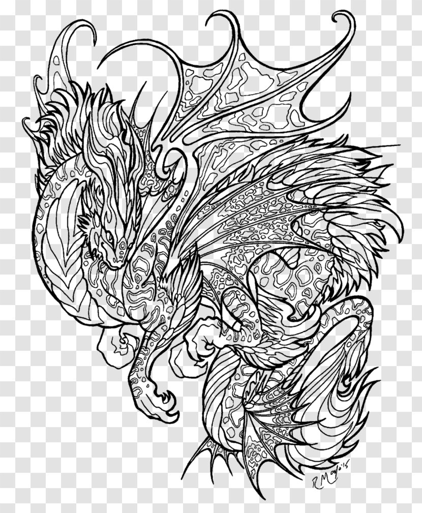 Line Art Black And White Dragon Drawing Transparent PNG