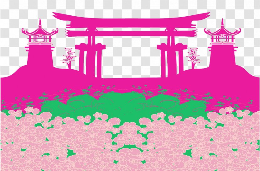 Japan Drawing Illustration - Vector Chinese Wind Temple Transparent PNG