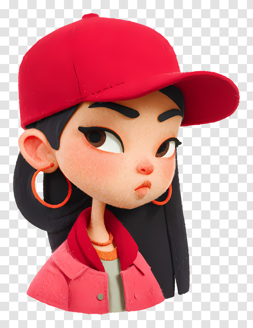Girl Wearing Cap - Stylish Girl In Red Cap Transparent PNG