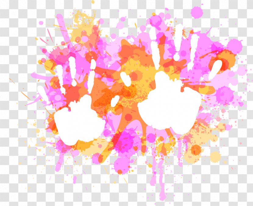 Watercolor Painting Palm Print - Vector Colorful Child Handprints Spray Transparent PNG