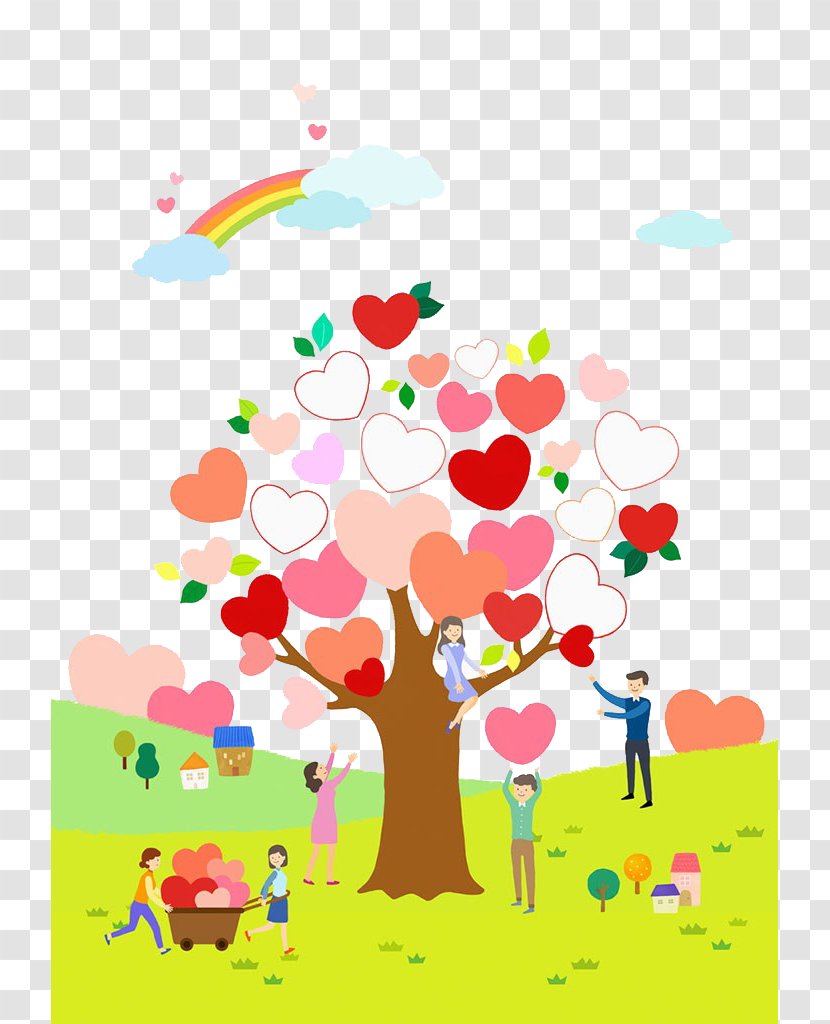 Illustration - Tree - Trees And Hearts Transparent PNG