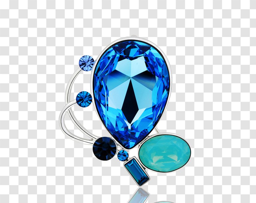 Sapphire Brooch Diamond Pearl - Imitation Gemstones Rhinestones - Blue Transparent PNG