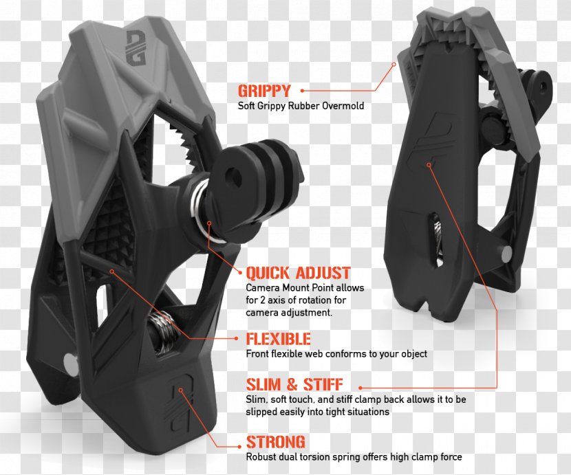Dango Design Gripper Mount For GoPro Helmet Front And Side Vented Strap - Gopro Low Profile - Action Shots Transparent PNG