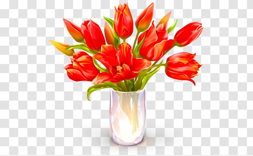 Birthday Cake Gift Valentines Day Icon - Orange - Creative Hand-painted Red Tulips Transparent PNG