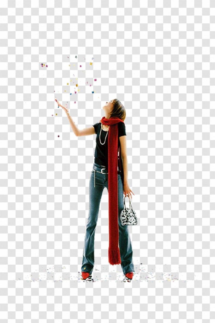 Clothing Woman - Standing - Women Wearing Scarf Transparent PNG