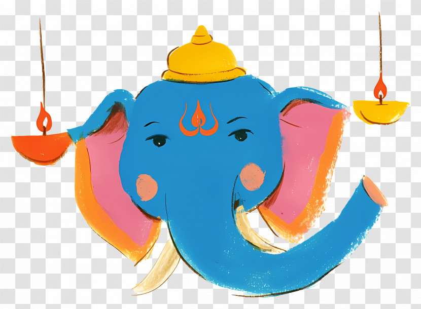 Ganesha Chaturthi - Traditional Ganesha With Diwali Oil Lamps Transparent PNG