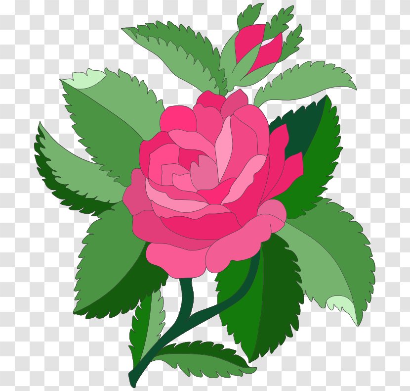 Garden Roses Art Nouveau Designs Pink Clip - Flowering Plant - Design Transparent PNG