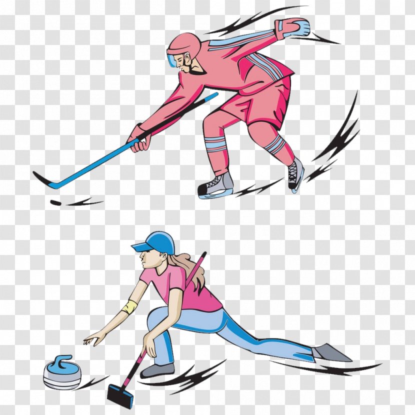 Ice Hockey Winter Olympic Games Curling Skating - Illustration - Cartoon Character Transparent PNG