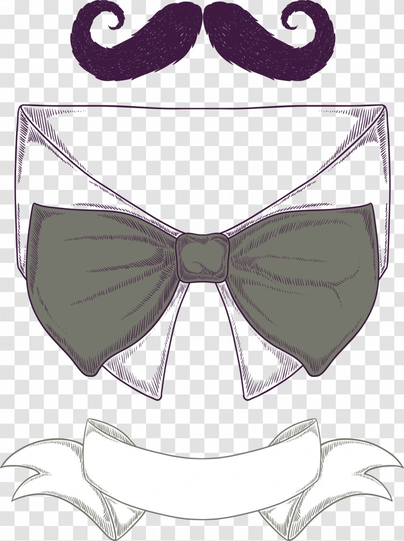 Cartoon Drawing Beard - Head - Vector Mustache And Bow Tie Transparent PNG