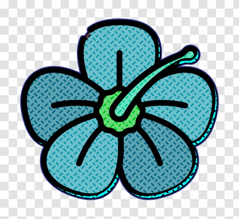 Tropical Icon Flower - Aqua - Teal Turquoise Transparent PNG