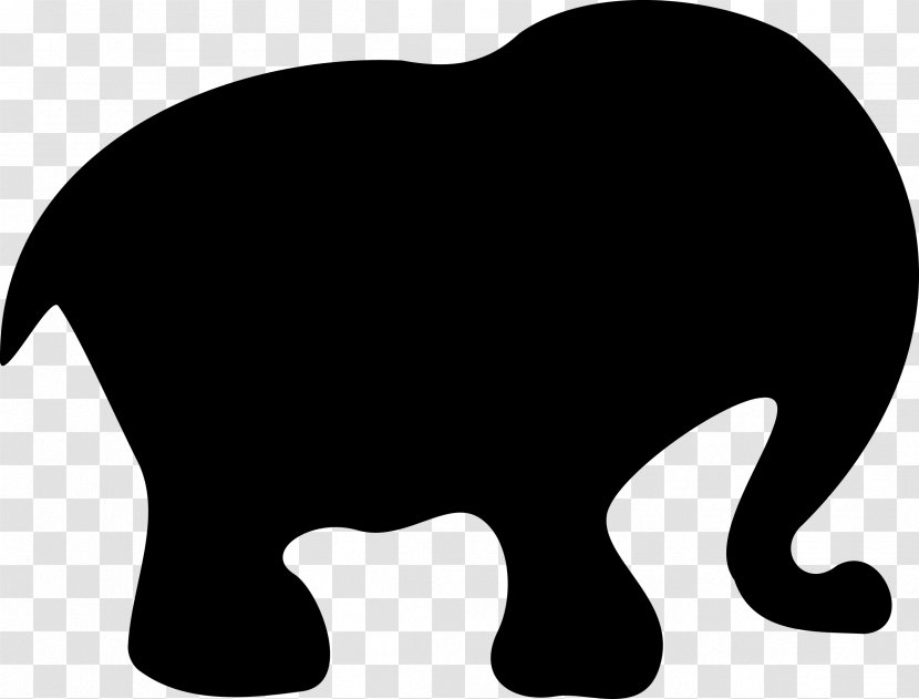 African Elephant Silhouette Clip Art - White Transparent PNG